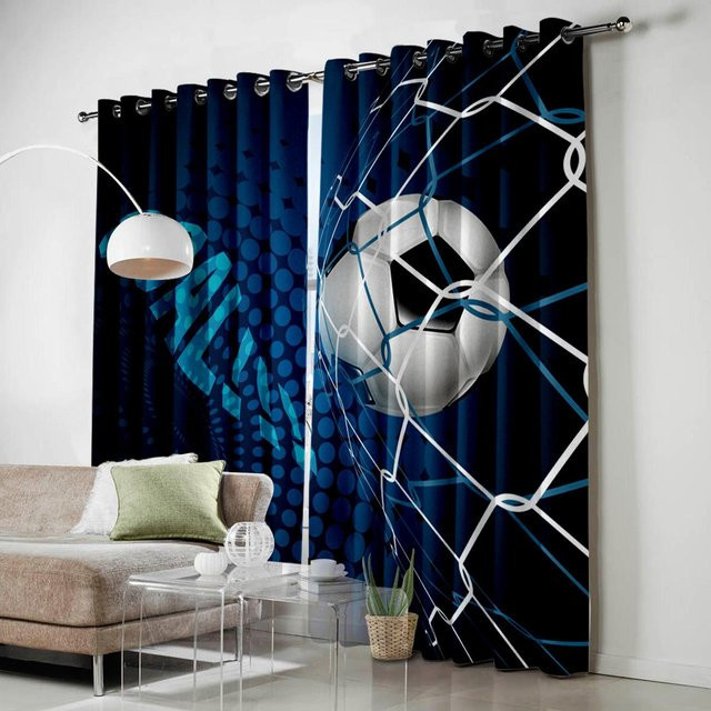 2er-Set Fußball Graffiti Verdunkelungsvorhänge aus Polyester für Kinder, Breite: 100 cm, Höhe: 240 cm, inklusive Haken - Bild 1