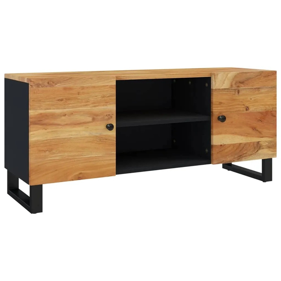 vidaXL TV-Schrank aus Massivholz Akazie im Industrie-Stil, Farben: Schwarz/Braun, B/T/H: 105 x 33 x 46 cm - Bild 2