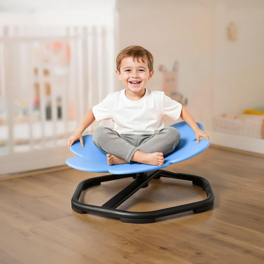 Buying Solutions MB Sensorischer Kinder Drehstuhl in Blumenform, Blau, Sit & Spin Spielzeugsitz für autistische Kinder mit rutschfester Metallbasis, Tragfähigkeit bis 100 kg - Bild 3