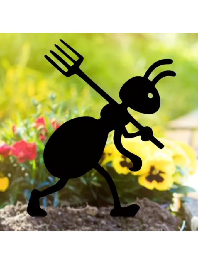HelloYoung Metall-Gartendekoration Ameisen als Outdoor-Kunstwerk in Schwarz - Bild 4