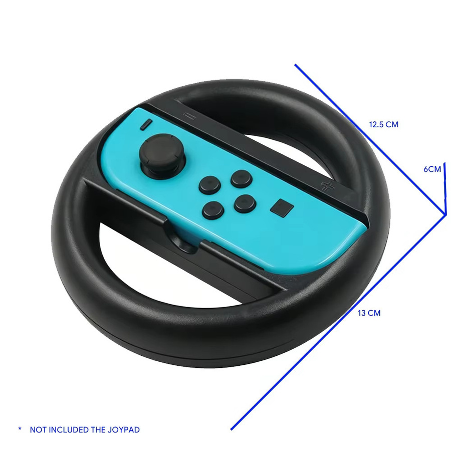 Data Frog Rennlenkrad-Adapter für Nintendo Switch & OLED, 2er-Pack Joy-Con Lenkräder mit 2 Daumengriffen, Schwarz - Bild 4
