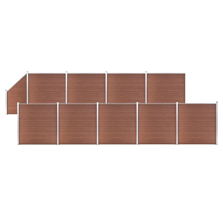vidaXL WPC Zaun-Set aus Aluminium in Braun mit 9 Quadraten und 1 Schräge, B/H: 1657 x 186 cm - Bild 2