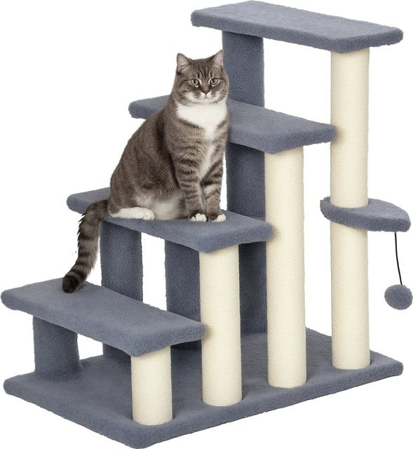 Pawhut Kratzbaum für Katzen mit 4 Ebenen, Plüsch und Sisal, inklusive Spielball, Grau, B/T/H: 60 x 40 x 64 cm - Bild 1