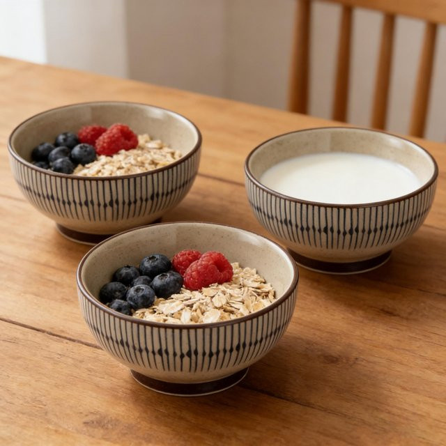3er-Set yolife Keramikschalen im japanischen Design, mikrowellen- und spülmaschinenfeste Reisschalen - Bild 1