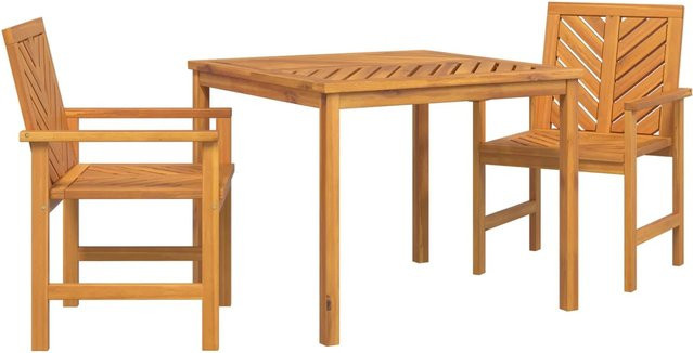 vidaXL 3-teiliges Garten-Essset aus Massivholz Akazie in Braun mit Latten-Design - Bild 1
