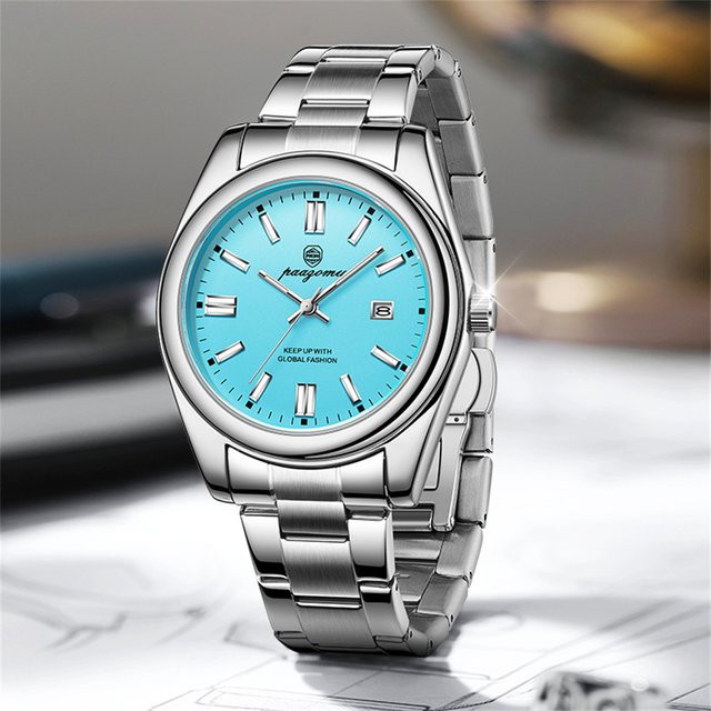 PAAZOMU Armbanduhr Edelstahl, Quarz, Blau, Herren - Bild 1
