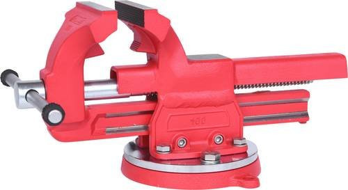 KS Tools Schraubstock mit Rundteller in Rot aus Stahl mit einer Spannweite von 100 mm - Bild 1