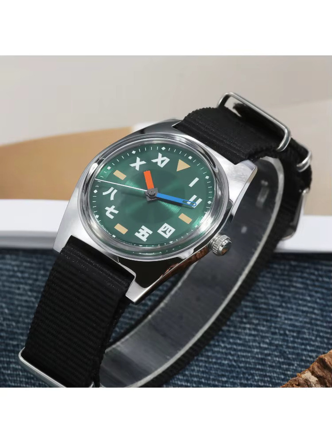 Phantom Herrenuhr, Handaufzug, 36 mm, Textil/NATO, Grün, Silber - Bild 6