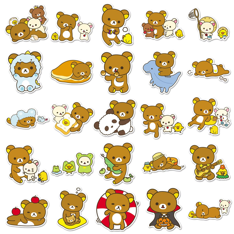 50 Stück Rilakkuma Graffiti-Sticker in Multicolour für dein DIY Tagebuch, Handyhülle und Scrapbook - Bild 3