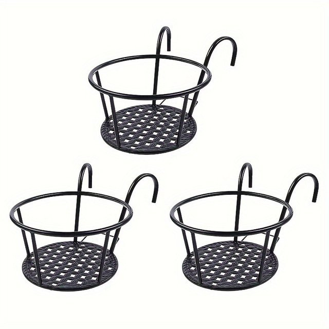 CH CACILLO 3er-Set Wand-Blumentopfhalter aus Eisen, rund, schwarz, für Balkon und Garten - Bild 1