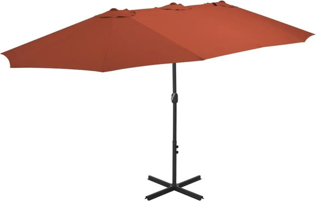 Furnicato Sonnenschirm mit Aluminium-Mast und Polyesterbespannung in Terrakotta, B/T: 460 x 270 cm - Bild 1