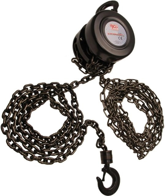 BGS Flaschenzug manuell, Hubhöhe: 2,5 m, Tragkraft: 2 t, Farbe: Schwarz - Bild 1