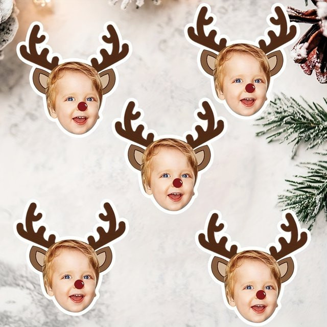 WEIGAO Personalisierte Weihnachts-Fotosticker mit Rentier-Geweih, 25 Stück, Mehrfarbig - Bild 1