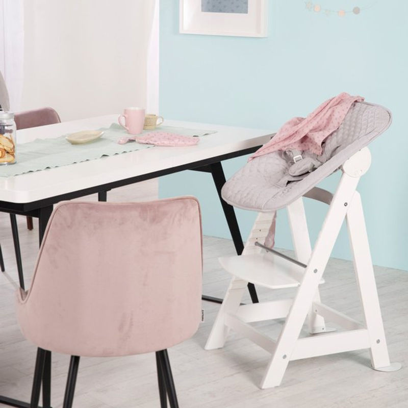 Roba Treppenhochstuhl Born Up 2in1 Set mit Liegefunktion und Neugeborenen-Aufsatz, grau/weiss, B/H/T: 46 x 94 x 66.5 cm - Bild 2