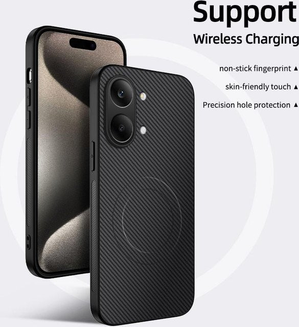 Stoßfeste Magnetische Handyhülle mit Kohlefaser-Textur und kabellosem Laden für Xiaomi Poco X8 Pro und Poco X8 Pro Max in Schwarz, Blau, Grau oder Lila - Bild 1