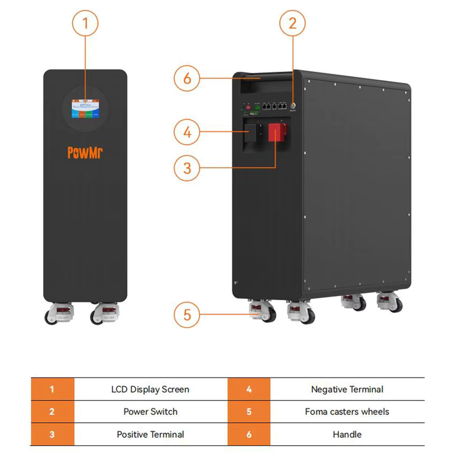 PowMr LiFePO4 Batterie 48V 51.2V 300Ah 15KWH mit intelligentem BMS in Schwarz - Bild 6
