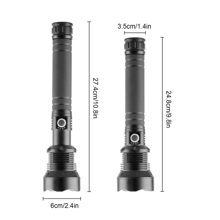 TOCH Wiederaufladbare LED-Taschenlampe mit XHP70 und COB, taktische wasserdichte Taschenlampe mit Zoom in Schwarz - Bild 6