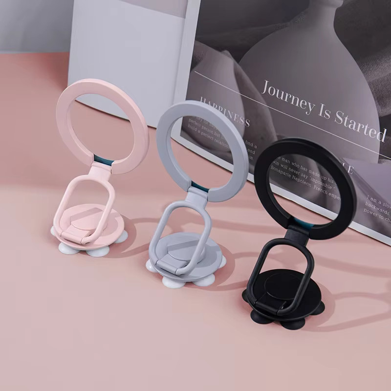 QGhappy Universeller Saugnapf für Telefonbecher mit starkem Magnethalter für MagSafe, 360 Grad Rotation und klappbarem Fingerring, Farbe: Schwarz - Bild 2