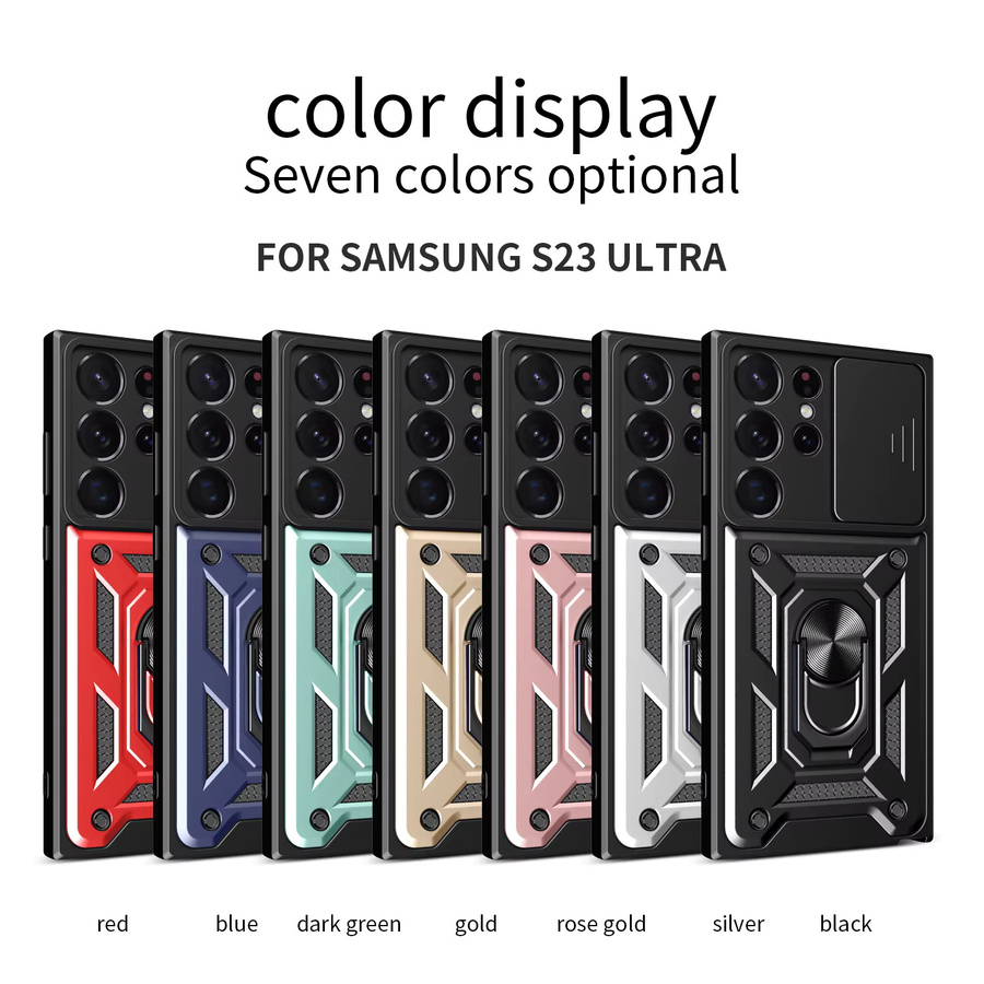 Samsung Galaxy S23 Ultra Military Grade Bumper Armor Schutzhülle mit Kameraobjektiv-Schutz in Schwarz und Gold - Bild 5