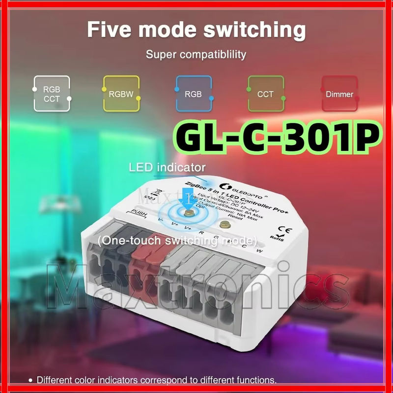 SAGE LU MEI ZigBee 3.0 PRO Mini 5-in-1 LED-Streifen-Controller für Dimmer WWCW RGBCCT RGBW LED-Lampen mit App- und Sprachsteuerung in Weiß - Bild 3