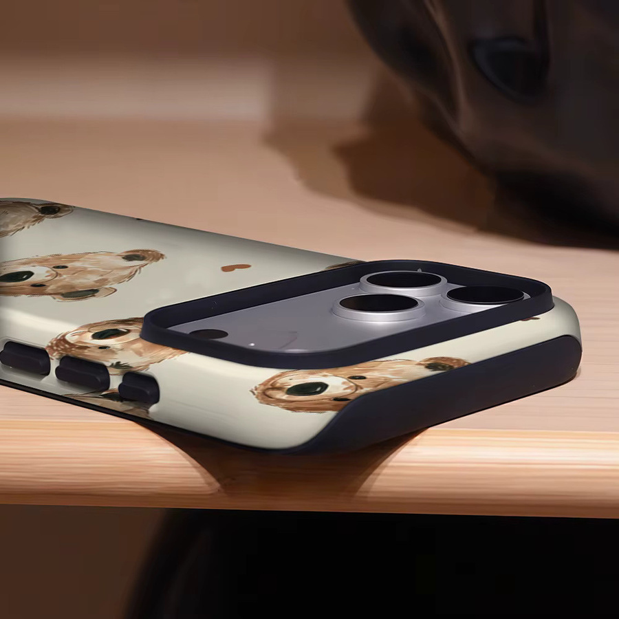 Potdemiel Handyhülle mit Bären-Herz-Design für iPhone 17 16 15 14 13 Pro Max Plus, braun/mehrfarbig, robuste doppelschichtige magnetische Schutzhülle - Bild 3