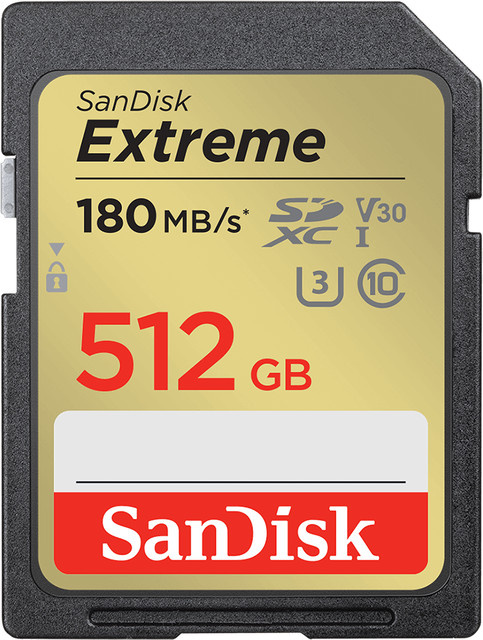 SanDisk Extreme SDXC Speicherkarte 512GB mit V30 und UHS-I U3 Speicherkapazität - Bild 1