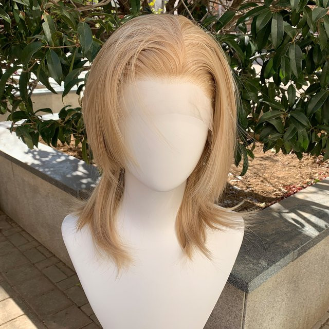 Muzinuo Mullet-Perücke, synthetisch, Lace-Front, Gold, Unisex - Bild 1