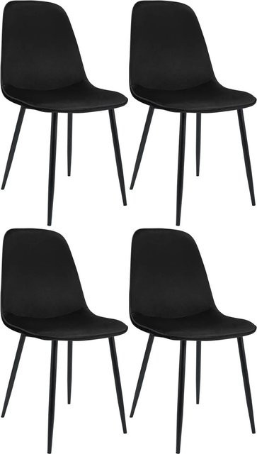 4er Set Esszimmerstühle DELUKE RAZON aus Samt in Schwarz mit Metallgestell, B/T/H: 45 x 54 x 88 cm - Bild 1