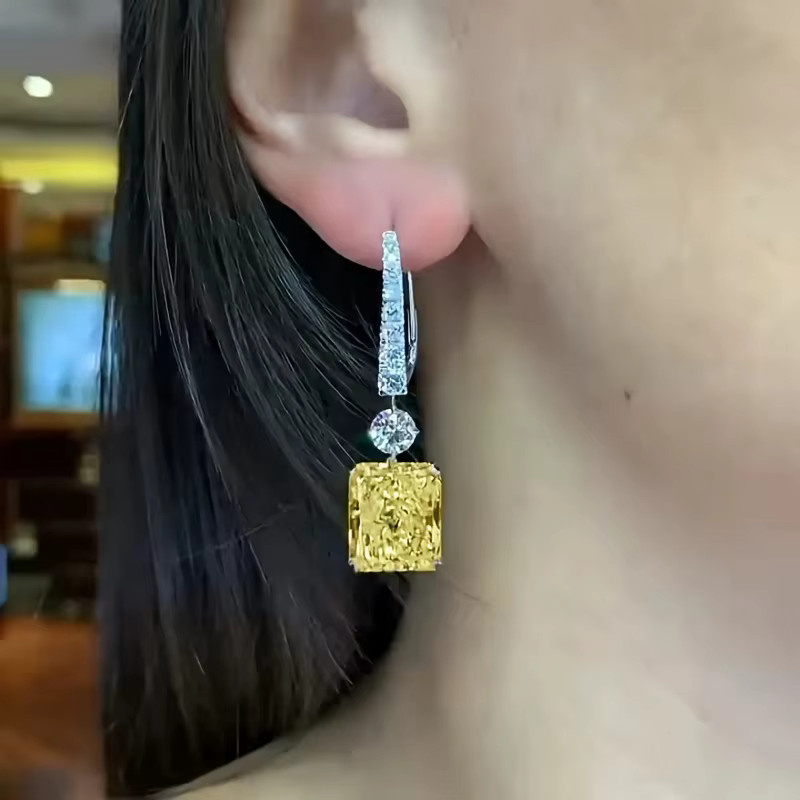 Huitan Ohrringe, Gold, gelbe Zirkonia, Damen - Bild 4