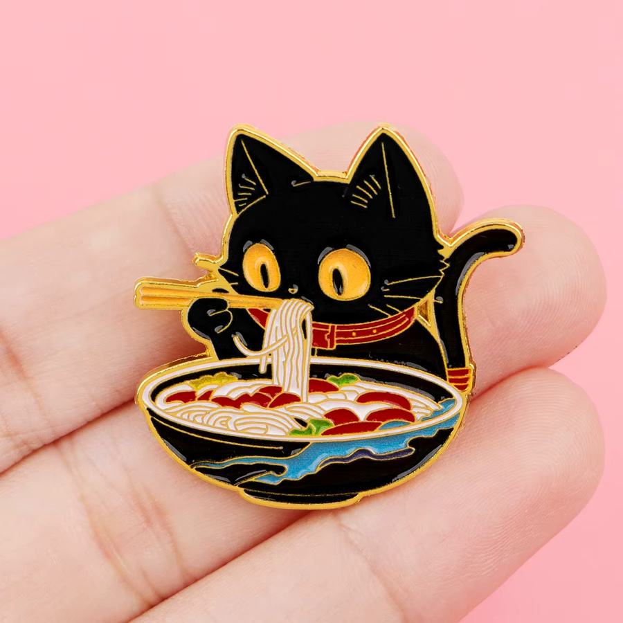 Ramulus Anstecknadel Schwarze Katze, Emaille, Brosche - Bild 2