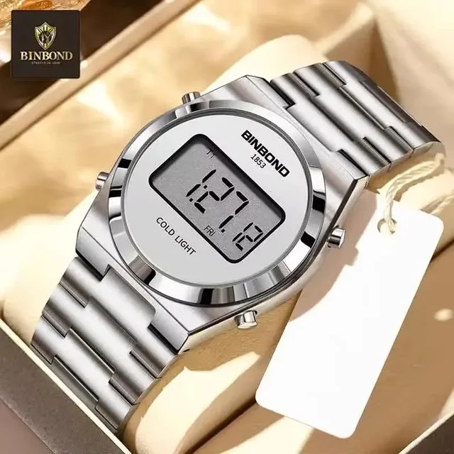 BINBOND Digitaluhr, Edelstahl, Silber, Herren - Bild 1