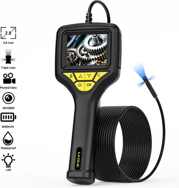 VISHRT Handheld Endoskop mit 2,8 Zoll IPS Bildschirm und Autofokus Kamera in Schwarz - Bild 1