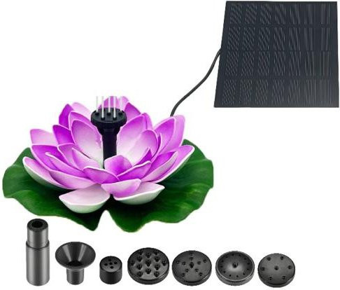 AtticusFox Solarbrunnen Lotus Schwimmbrunnen als Vogelbad in Violett - Bild 1