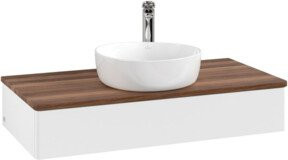 V&B Waschtischunterschrank Antao ohne Frontstruktur, Farbe: Weiß, B/T/H: 100 x 50 x 19 cm - Bild 1