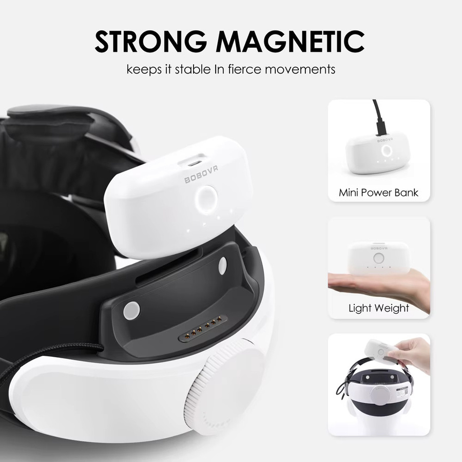 BOBOVR M3 PRO Komfort-Akku-Kopfgurt in Weiß, kompatibel mit Meta Quest 3 und Quest 3s als Ersatz für den Elite-Gurt zur Verbesserung der Spielzeit und Unterstützung - Bild 2