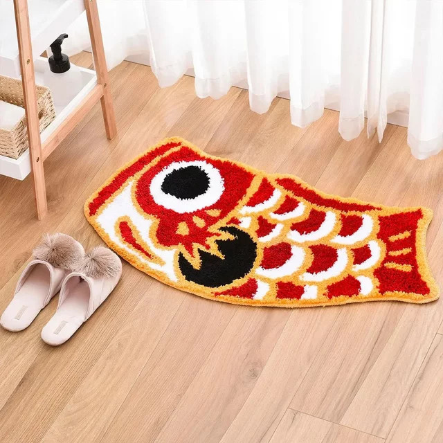 VIKAMA Kaschmir-Teppich im Koi-Design, rutschfeste und saugfähige Matte für Badezimmer, Wohnzimmer oder Schlafzimmer - Bild 1