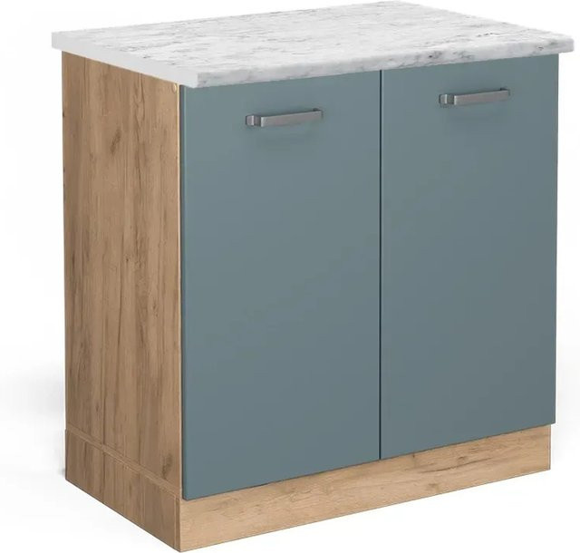 Vicco Spülenunterschrank R-Line Blau-Grau/Goldkraft Eiche B: 80 cm, H: 81,6 cm, T: 46 cm - Bild 1