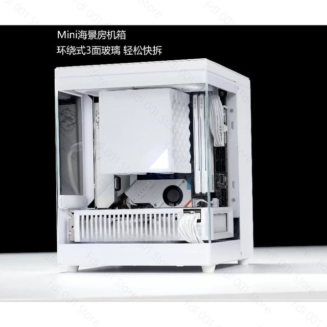 Mini-ITX Computergehäuse mit Panoramafenster und Seitenwand aus robustem SPCC-Stahl in Schwarz oder Weiß - Bild 1