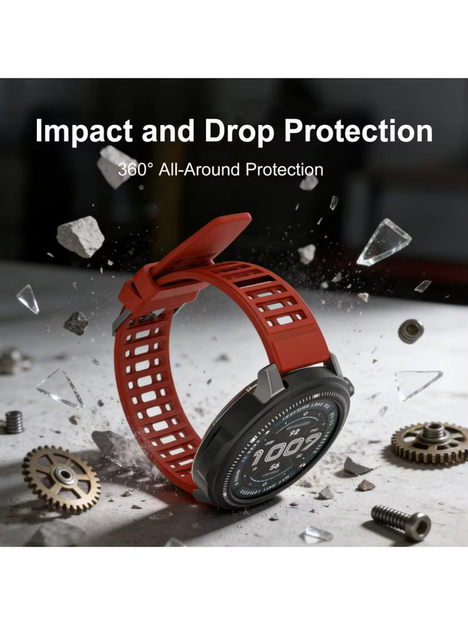 ALLOET Uhrenarmband für Amazfit Balance 2 Smartwatch, Edelstahl, Silikon, Schwarz - Bild 5