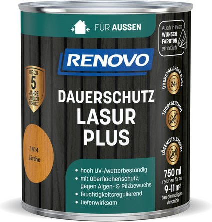 RENOVO Dauerschutzlasur PLUS Lärche 1414 in Braun, 750 ml - Bild 1