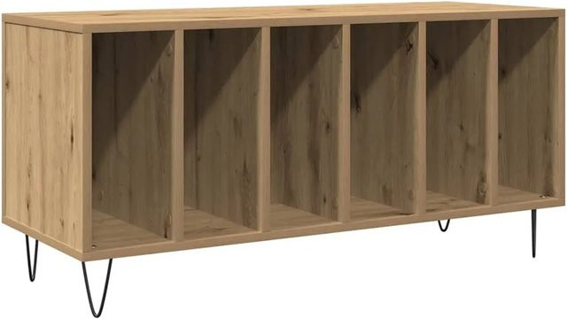 vidaXL Schallplattenschrank mit Regal in Artisan-Eiche, Braun, B/T/H: 100 x 38 x 48 cm - Bild 1