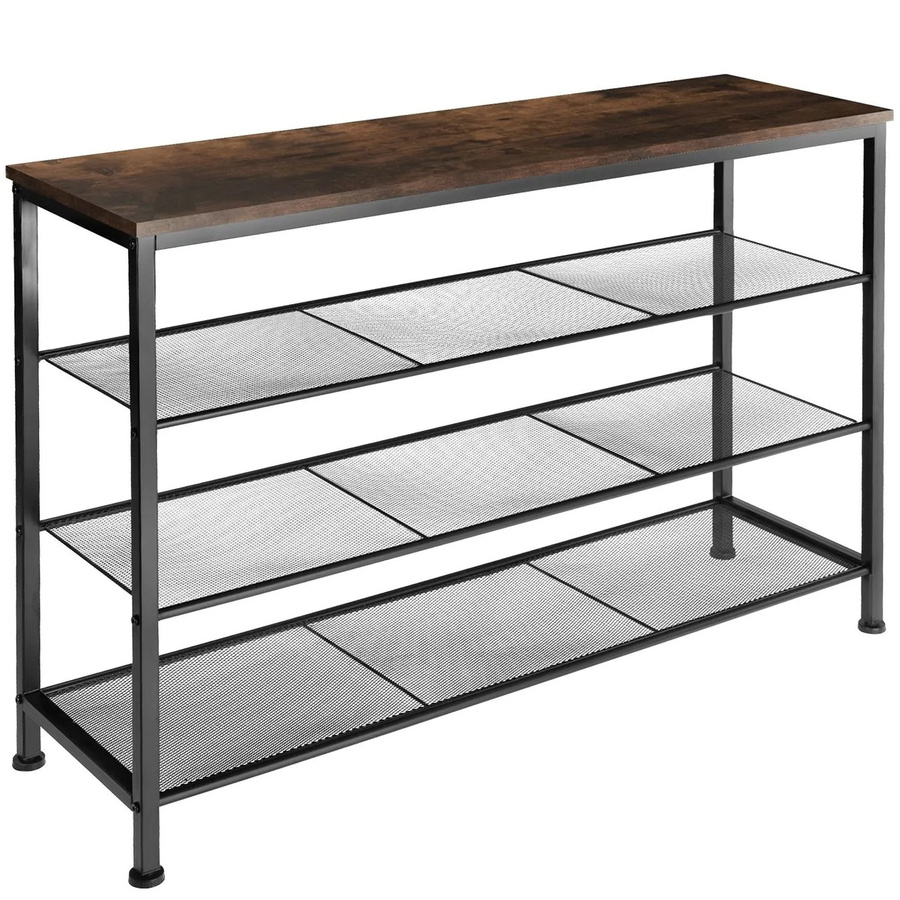 tectake Schuhregal im Industrial Style aus Stahl und MDF in Braun, B/T/H: 100 x 30,5 x 72,5 cm - Bild 3