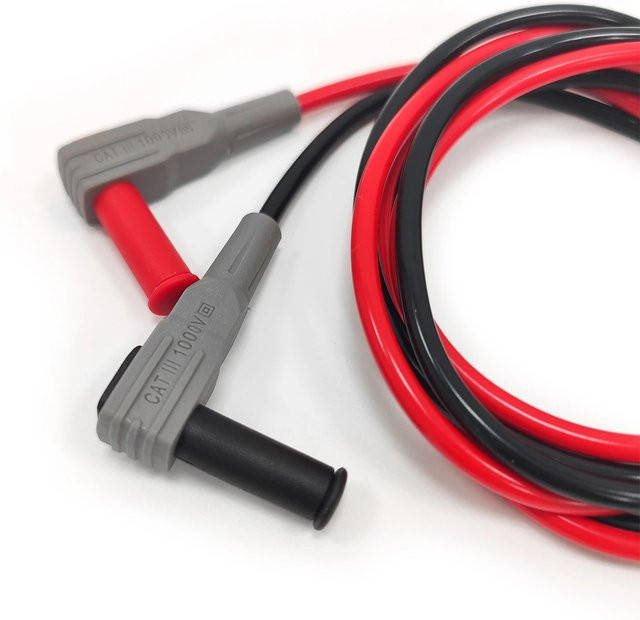 Cleqee P1033 Sicherheits-Bananenstecker-Messleitung 2 Stück, Multimeter-Testkabel 90 Grad bis gerade, 100 cm, 1000 V/15 A - Bild 1