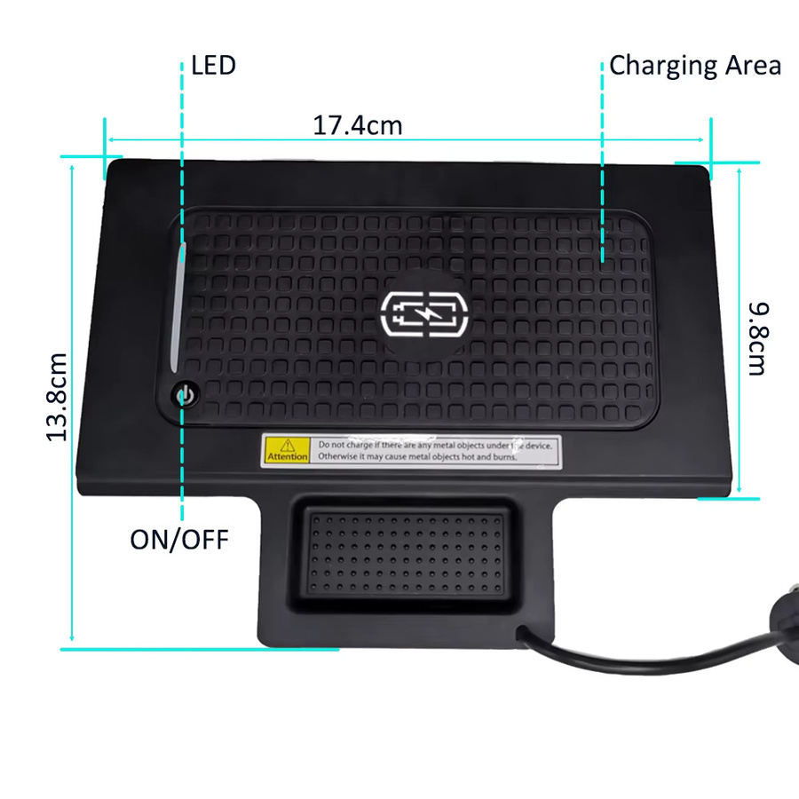 Icreative Drahtloses Ladegerät für Mercedes Benz A B GLB CLA mit PD-USB-C-Schnittstelle und Schnellladefunktion, Schwarz - Bild 3