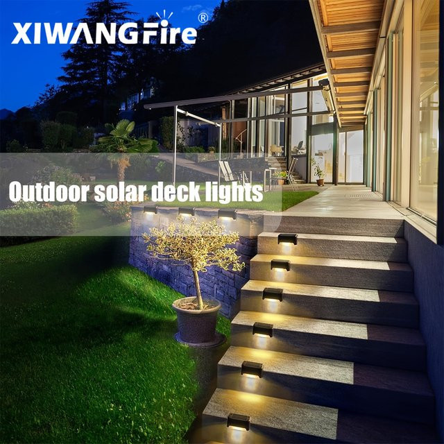XIWANGFIRE Solar-LED-Außenleuchten im Set für Garten und Terrasse, wasserdichte Solar-Treppenleuchten mit warmweißem Licht und Dämmerungssensor - Bild 1