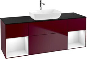 V&B Waschtischunterschrank Finion mit Wandbeleuchtung, Farbe: Schwarz/Weiß, B: 160 cm, T: 50,1 cm, H: 50,1 cm - Bild 1