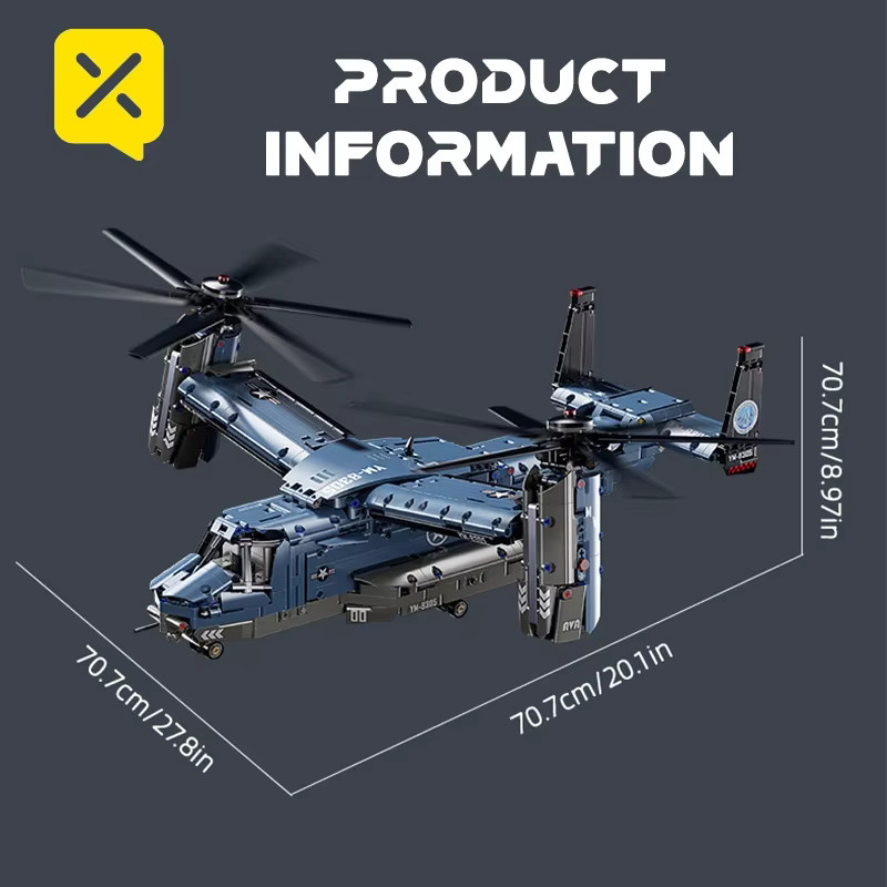 TOYLINX Tiltrotor Flugzeug Hubschrauber, Bausteine, 1486 Stück - Bild 2