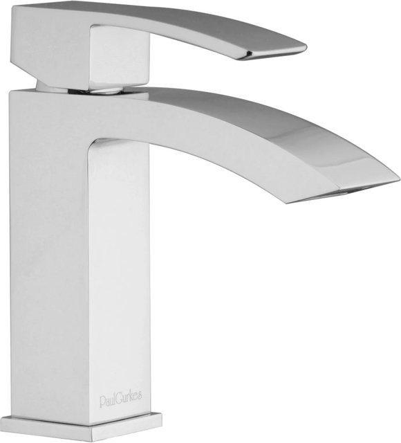 PaulGurkes Design Waschtischarmatur Eckig mit Wasserfall-Effekt in Chrom/Silber aus Messing - Bild 1