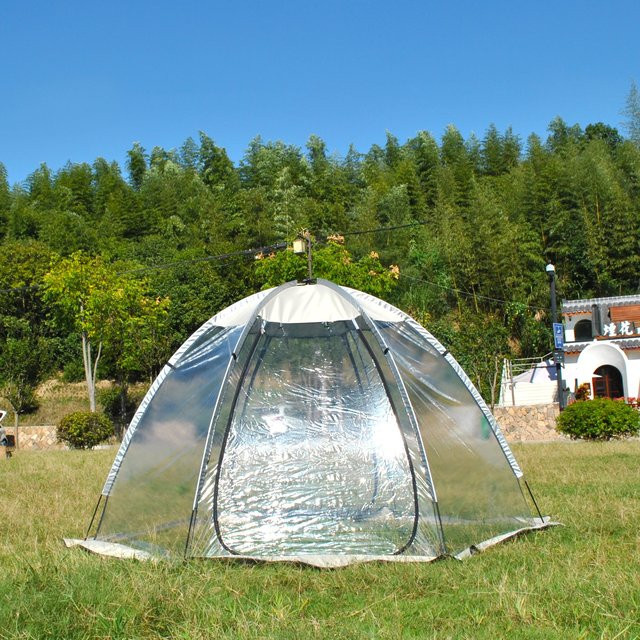 Transparentes PVC-Bubble-Zelt für 6 Personen als Allwetter-Dome mit 360 Grad Panoramablick für Camping und Garten - Bild 1