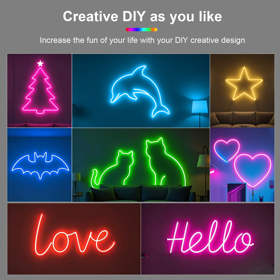 KISUFU USB LED Neon-Lichtstreifen aus Silikon, Wasserdicht, Blau, Rosa und Weiß, 120 LEDs/m, 5 m Länge - Bild 2